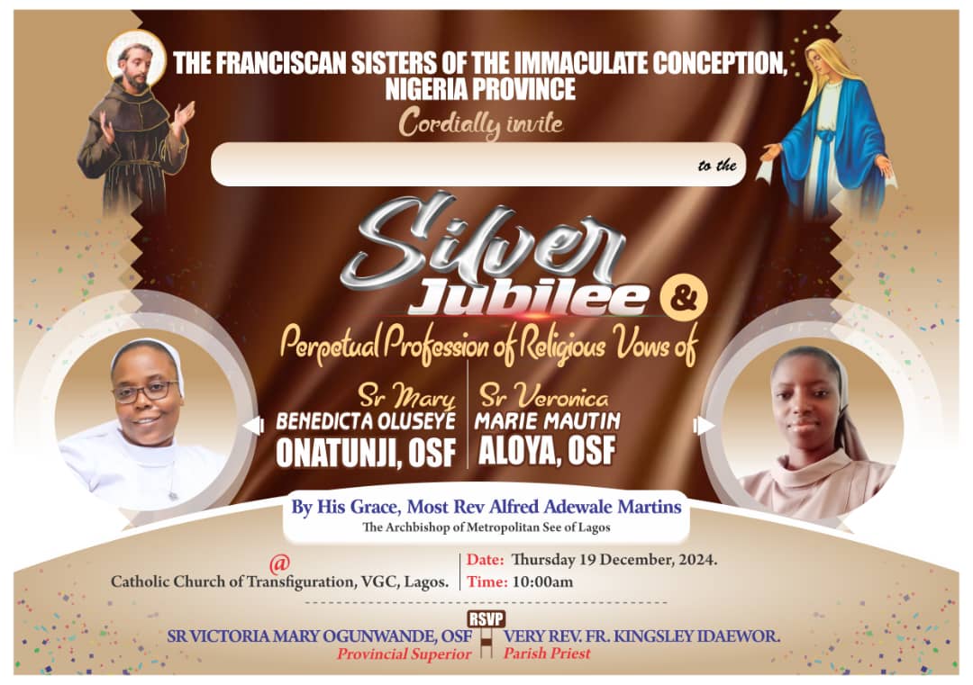 SPECIAL INVITATIONN TO THE SILVER JUBILEE AND PERPETUAL PROFESSION OF OUR SISTER